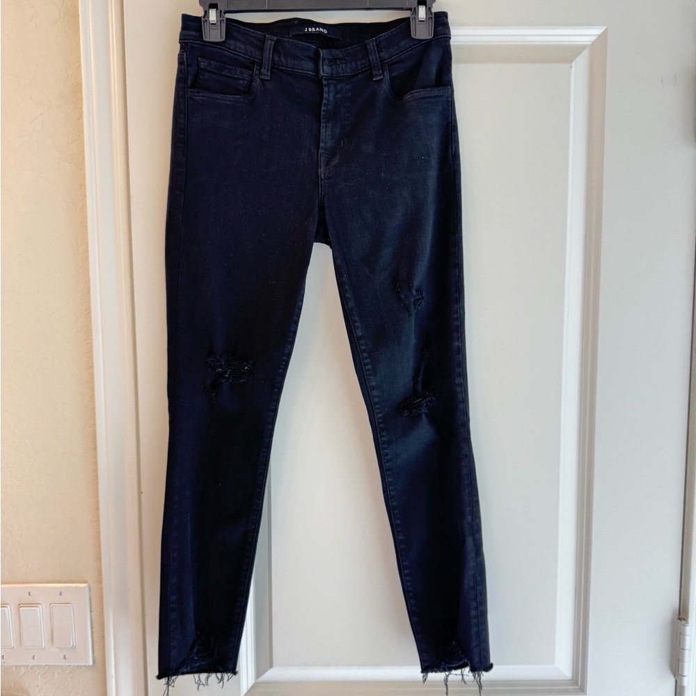 J Brand Dark Blue Distressed Skinny Jeans